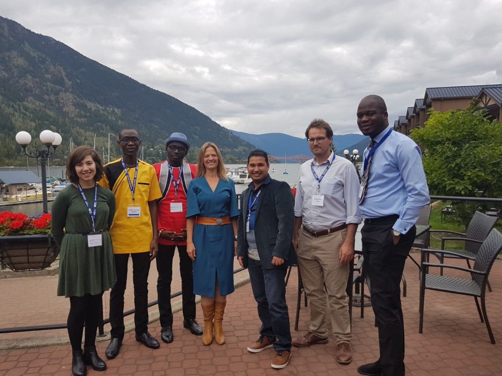 Dr. Kelly Vodden (middle) with EPI students Leanna, Abdul-Rahim, Vincent, Nazrul, Brennan and Ayotunde (left to right)